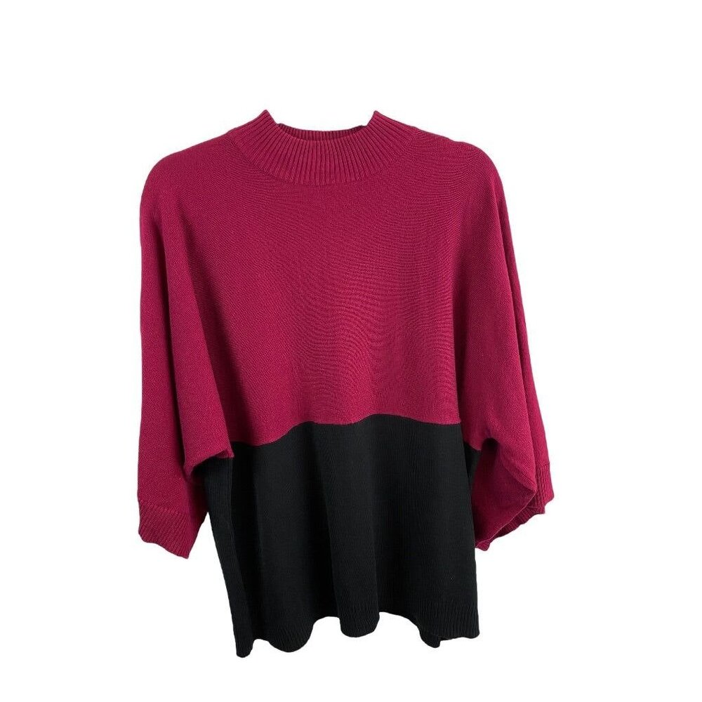 2X Larry Levine Woman Sport Pullover Color Block‎ Sweater Dolman Sleeve